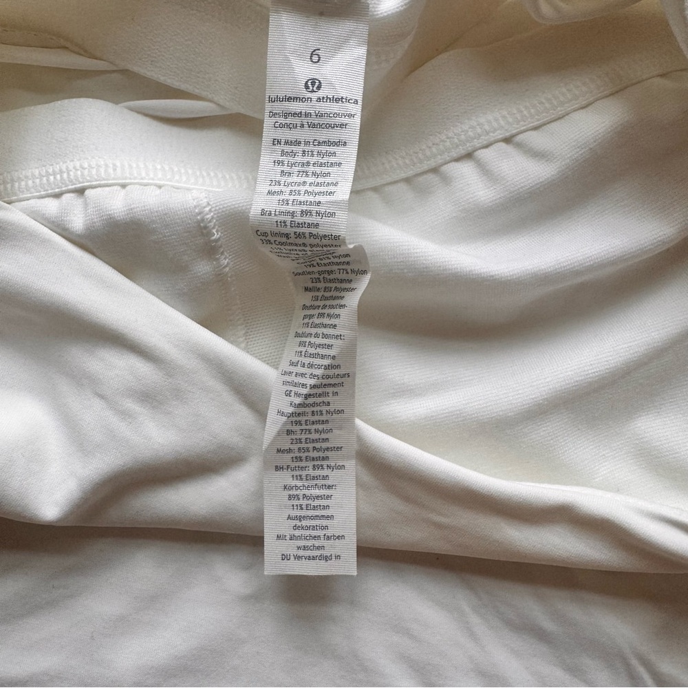 Lululemon White Athletic Tank Top size 6 - Picture 4 of 6